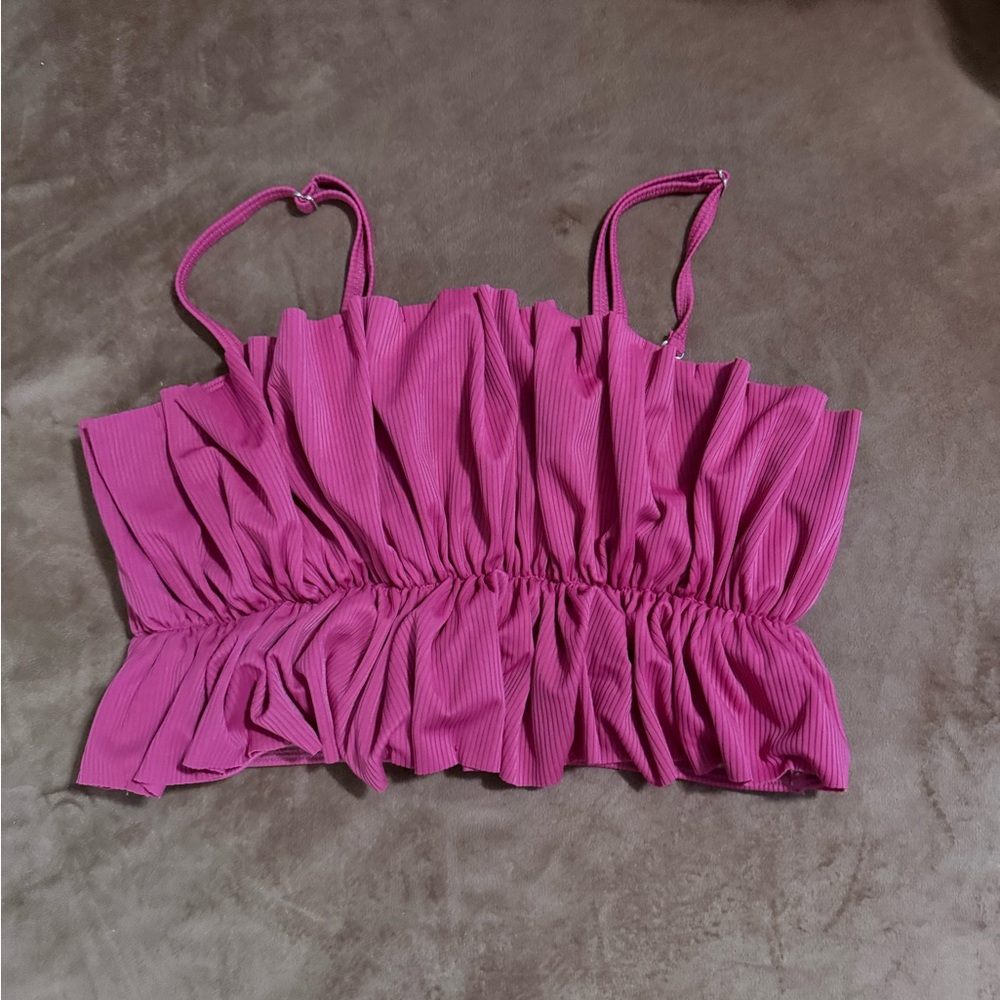 Kortni Jeane Pink Ruched Crop Camisole